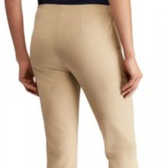 LAUREN RALPH LAUREN Skinny Cropped Pants Tan 4 - Picture 4 of 7
